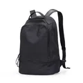 Minimalist black casual backpack in water-resistant nylon with leather reinforcement - Blue-Black