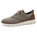 Men's khaki knit loafers with brogue detailing and cushioned white sole - EU 39 / Khaki