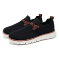 Men's breathable black mesh loafers with brown leather accents and white soles - 40 / Black (8812)