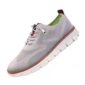 Light grey breathable fly-knit men's loafers with thick white soles and brown accents - 40 / Gray