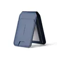 Portacarte MagSafe in pelle blu navy con supporto magnetico e venatura litchi fine - Blu Notte