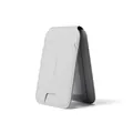 Slim grey magnetic Magsafe wallet card holder with premium leather texture and stitching - Rock White Gray