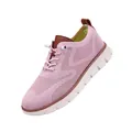 Pink breathable knitted loafers for women with white non-slip thick sole and lace-up design - 38 / Pink