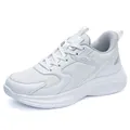 Baskets de sport blanches en mesh respirant avec semelles amortissantes et logo gris - EU 39 / Blanc