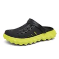 Men's platform garden clogs in black and neon green EVA with anti-slip wave sole - EU 40 / Black and Fluorescent Green