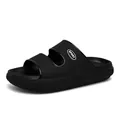Matte black double-strap EVA slide sandals with SPORT logo and ergonomic footbed - EU 40 / Black (Non-Luminous)