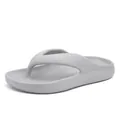 Light gray EVA thick platform flip flops for men featuring a soft non-slip footbed - 38-39 / Gray
