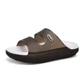 Luminous EVA platform slides in coffee brown with sport logo and non-slip thick sole - EU 40 / Gray (Non-Luminous)