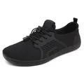 Minimalist black barefoot running shoe with breathable mesh and thin rubber sole - EU 36 / Black