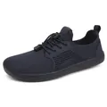 Dark blue barefoot running shoes with breathable knit mesh and elastic quick laces - EU 36 / Dark Blue