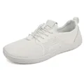 White minimalist barefoot running shoe with breathable mesh and quick-lace toggle - EU 36 / White