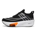 Lichtgewicht zwarte flyknit hardloopschoenen met oranje luchtkussen en witte zool - EU 36 / Zwart
