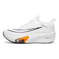 Witte ademende gebreide hardloopschoenen met levendige oranje luchtkussen voor comfort - EU 36 / Wit