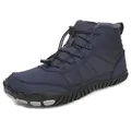 Winter high-top snow boots with waterproof upper and warm faux fur lining for hiking - EU 35 / Dark Blue