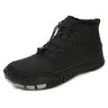 Detail of waterproof winter boot featuring plush lining and anti-slip rubber sole - EU 35 / Black