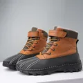 Details von wasserdichten Winter-Entenstiefeln mit warmem Wollfutter und dicker Gummisohle - 38 / Braun (3020)