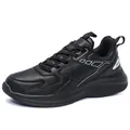 Baskets homme taille 50 en cuir noir avec logo JGAK et semelle épaisse pour la course - EU 39 / Noir