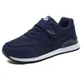 Men's navy casual walking shoes with mesh suede upper and velcro strap closure - EU 38 / Dark Blue