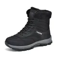 Waterproof black winter snow boots with warm faux fur lining and non-slip soles - EU 37 / Black