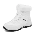White waterproof high-top snow boots with warm faux fur lining and anti-slip rubber soles - EU 37 / White