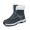 Thickened dark grey high-top snow boots with warm plush lining and non-slip soles - EU 37 / Gray