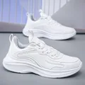 Men's lightweight white leather platform sneakers with JGAK logo and thick sole - 39 / White