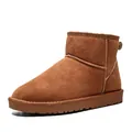 Classic chestnut suede snow boots with thick anti-slip rubber soles and warm lining - 38 / Camel