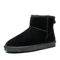Classic black suede winter snow boots with warm lining and non-slip rubber soles - 38 / Black
