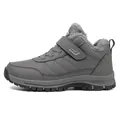 Grey men's winter outdoor boots with warm plush lining and velcro closure strap - EU 36 / Gray