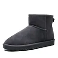 Classic dark grey suede snow boots with warm fur lining and thick non-slip soles - 35 / Gray