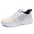 White breathable mesh running shoes with orange and purple gradient accents for men - 39 / White & Orange