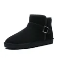 Classic black leather snow boots with adjustable buckle and thick anti-slip sole - EU 38 / Black