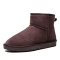 Classic dark brown suede snow boots with thick anti-slip rubber soles and warm lining - 38 / Brown
