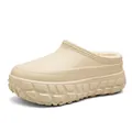 Beige platform cotton slippers with waterproof EVA upper and warm fleece lining - 36-37 / Khaki