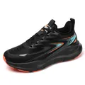 Men's black running shoes with blue lightning patterns and bright orange cashmere lining - 39 / Black & Orange