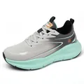 Men's winter running sneaker in grey and black gradient with a mint green thick sole - 39 / Grey Blue
