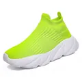 Neon green knit sock sneakers with chunky white platform soles and ribbed texture for women - EU 36 / Fluorescent Green