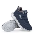 Navy blue men's winter snow boots with warm faux fur lining and velcro closure - EU 39 / Dark Blue