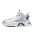 White high-top chunky sneakers with blue circuit patterns and orange shock-absorbing sole - EU 37 / White Blue