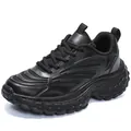 Men's chunky black platform sneakers with breathable mesh panels and rugged grip soles - EU 39 / Black