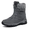 Dark grey waterproof snow boots with warm faux fur lining and non-slip rubber sole - 39 / Gray