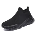 All-black knitted sock sneakers featuring a thick platform sole and slip-on design - EU 36 / Black