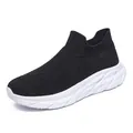 Baskets montantes en maille respirante noire pour hommes et femmes avec semelle épaisse - EU 35 / Noir et Blanc