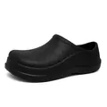 Non-slip waterproof black chef shoes for work featuring a durable lychee textured surface - 40 / Black