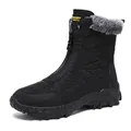 Botas de nieve negras para hombre con cremallera frontal, tejido acolchado y forro de piel - EU 38 / Negro