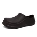 Lightweight black chef work shoes with non-slip sole and textured waterproof finish - 40 / Brown