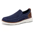 Men's breathable mesh slip-on loafers in navy blue with brown leather accents - EU 39 / Blue