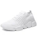 White breathable knit sock sneakers for men and women with thick anti-slip sports sole - EU 36 / White