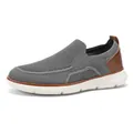Dark grey slip-on loafers for men with breathable mesh fabric and white thick soles - EU 39 / Gray