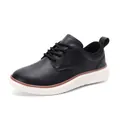 Classic black leather casual oxford shoes with thick cream-colored rubber soles - EU 39 / Black